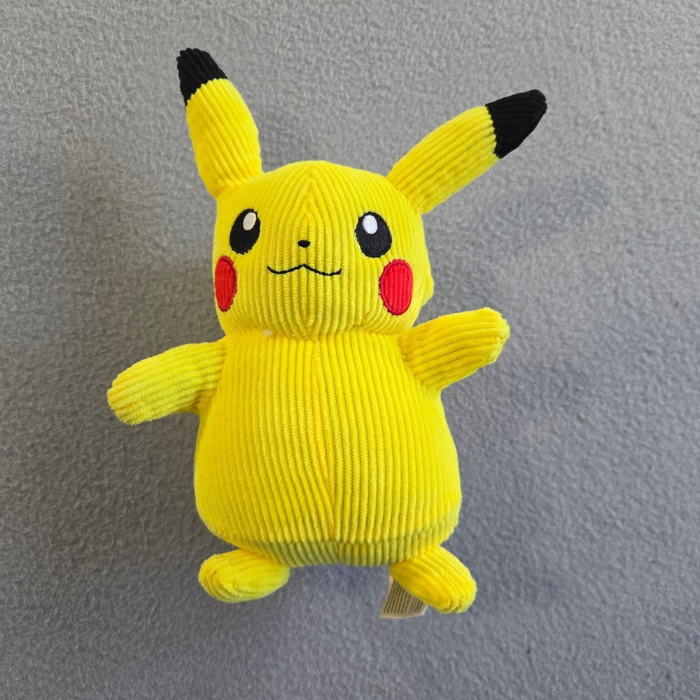 Pokemon Pikachu Plush Toy Unisex 10" Yellow Corduroy Textured Jazwares PKW2389